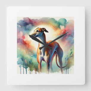 Greyhound in the Light 040924AREF140 - Watercolor Square Wall Clock