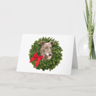 Greyhound in Xmas Wreath Holiday Card