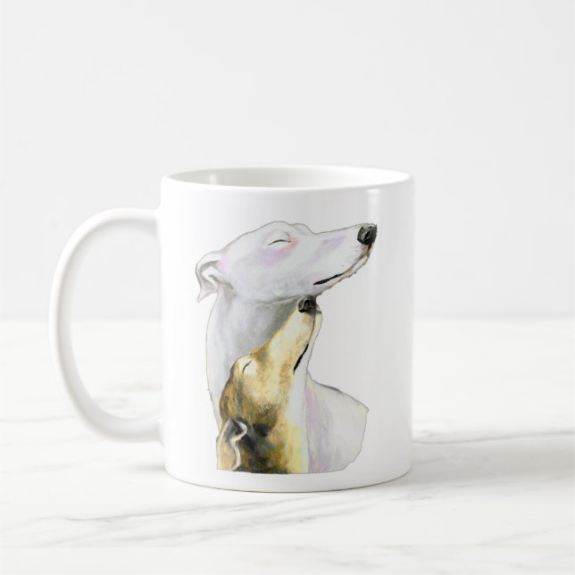 "Greyhound Love" Dog Art Mug (Left)