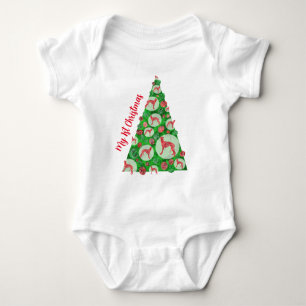 Greyhound / Lurcher Dog Bauble Christmas Tree Red Baby Bodysuit