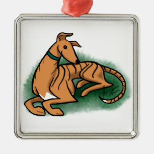 Greyhound Metal Tree Decoration