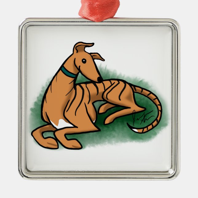 Greyhound Metal Tree Decoration (Front)