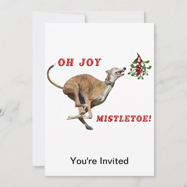Greyhound & Mistletoe Invitation (Front)
