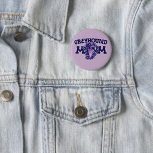 Greyhound Mum Cute Purple Greyhounds adoption 6 Cm Round Badge