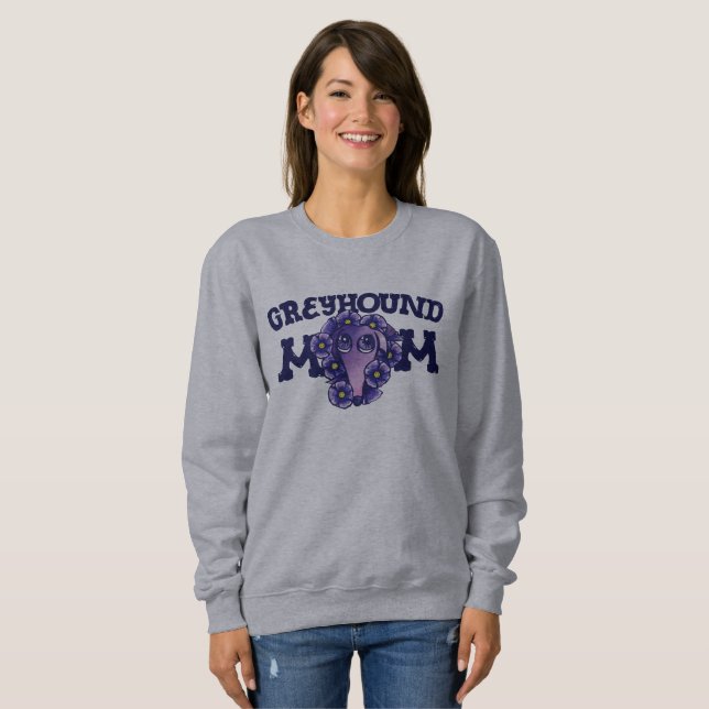Greyhound Mum Cute Purple Greyhounds adoption Sweatshirt (Front Full)