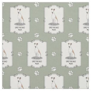Greyhound Mum (fawn white) Cute Dog Mum Funny Fabric