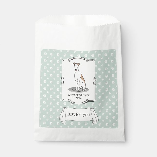Greyhound Mum (fawn white) Cute Dog Mum Funny Favour Bags (Front)