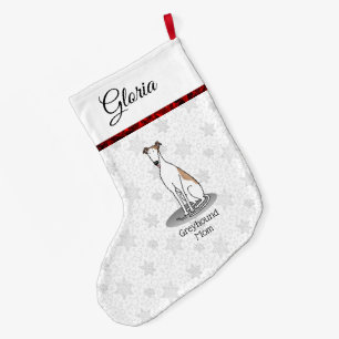 Greyhound Mum (fawn white) Cute Dog Mum Funny Large Christmas Stocking