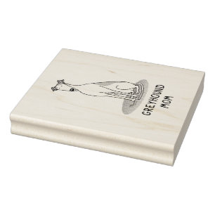Greyhound Mum (fawn white) Cute Dog Mum Funny Rubber Stamp