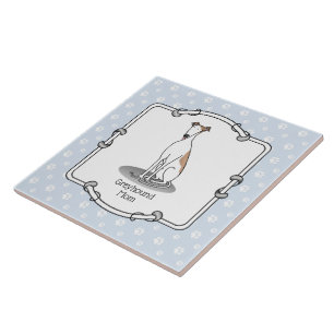 Greyhound Mum (fawn white) Cute Dog Mum Funny Tile