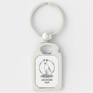 Greyhound Mum (fawn white) Cute Dog Mum Key Ring