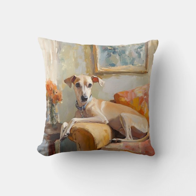 Greyhound on a sofa cushion (Front)