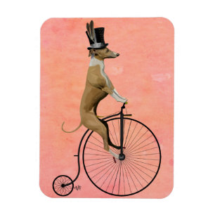 Greyhound on Black Penny Farthing Magnet