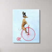 Greyhound on Red Penny Farthing Bike
