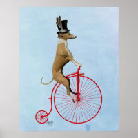 Greyhound on Red Penny Farthing