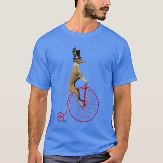 Greyhound on Red Penny Farthing T-Shirt (Front)