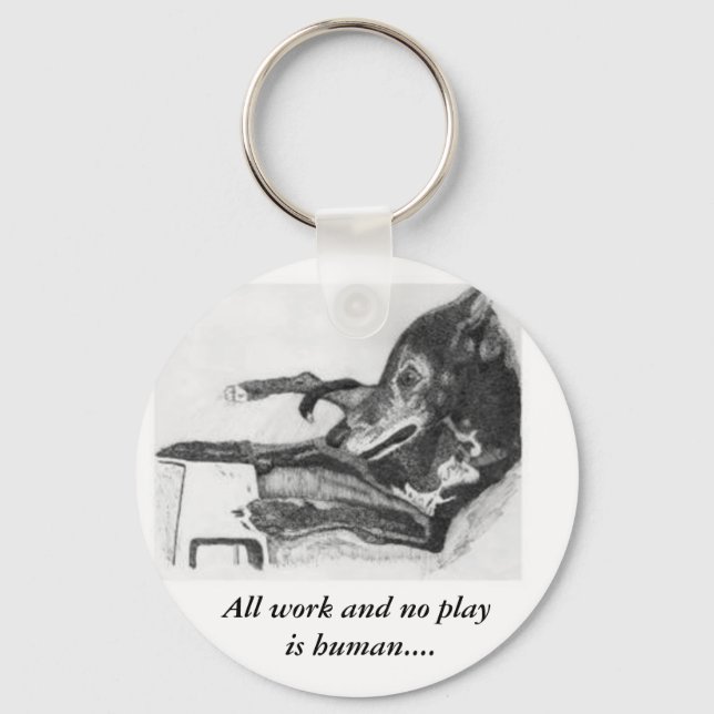 Greyhound on the computer sketch key ring (Front)