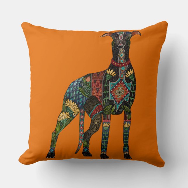 greyhound orange cushion (Front)