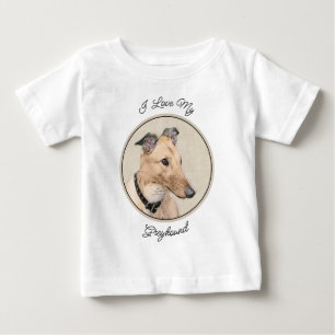 Greyhound Painting - Cute Original Dog Art Baby T-Shirt