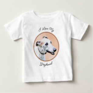 Greyhound Painting - Cute Original Dog Art Baby T-Shirt