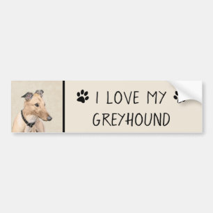 Greyhound Painting - Cute Original Dog Art Bumper Sticker