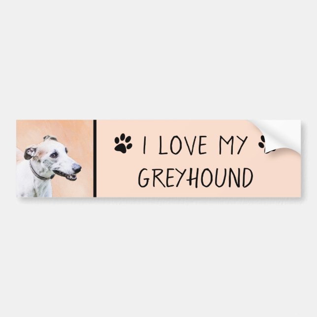 Greyhound Painting - Cute Original Dog Art Bumper Sticker (Front)
