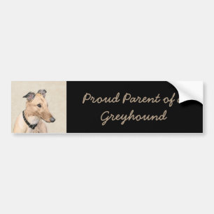 Greyhound Painting - Cute Original Dog Art Bumper Sticker