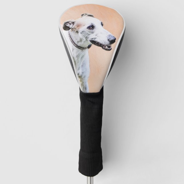 Greyhound Painting - Cute Original Dog Art Golf Head Cover (Front)