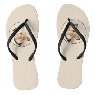 Greyhound Painting - Cute Original Dog Art Jandals