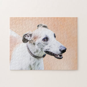 Greyhound Painting - Cute Original Dog Art Jigsaw Puzzle