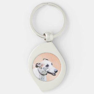 Greyhound Painting - Cute Original Dog Art Key Ring
