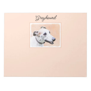 Greyhound Painting - Cute Original Dog Art Notepad