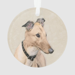 Greyhound Painting - Cute Original Dog Art Ornament