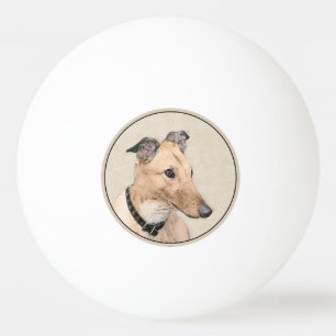 Greyhound Painting - Cute Original Dog Art Ping Pong Ball