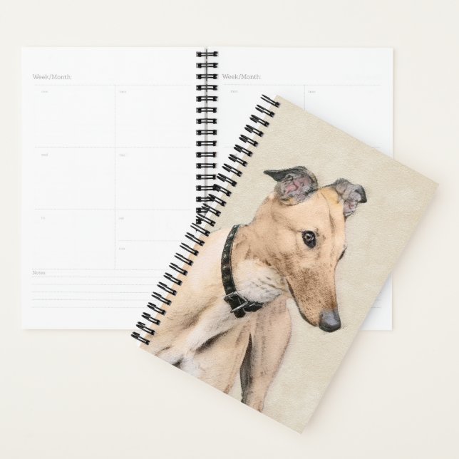 Greyhound Painting - Cute Original Dog Art Planner (Display)