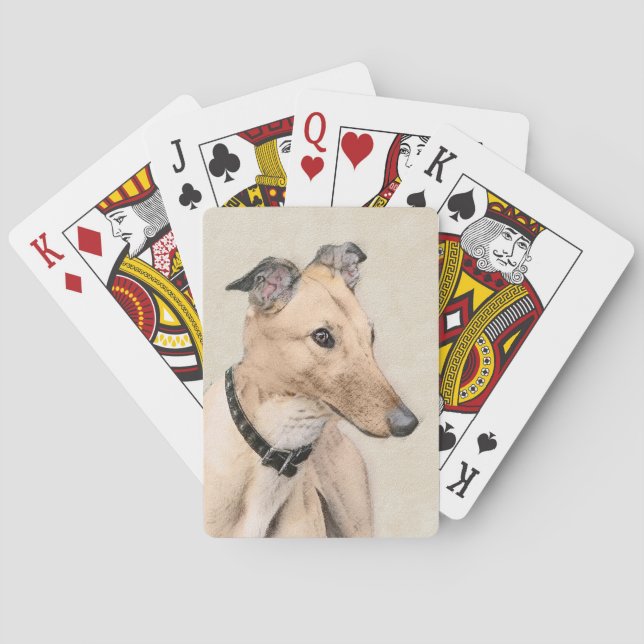 Greyhound Painting - Cute Original Dog Art Playing Cards (Back)
