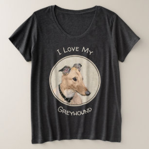 Greyhound Painting - Cute Original Dog Art Plus Size T-Shirt