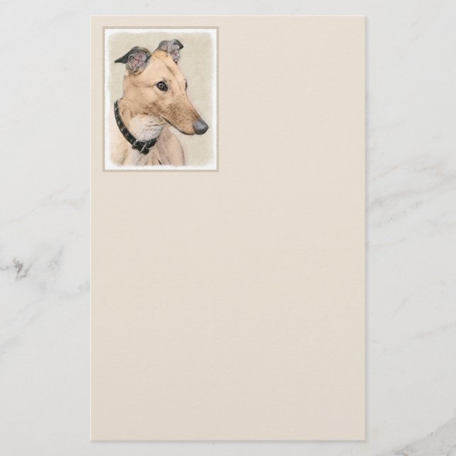 Greyhound Painting - Cute Original Dog Art Stationery (Front)