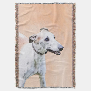 Greyhound Painting - Cute Original Dog Art Throw Blanket