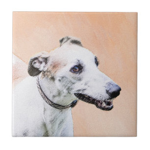 Greyhound Painting - Cute Original Dog Art Tile