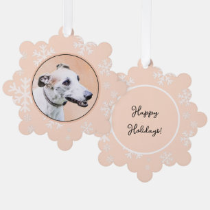 Greyhound Painting - Cute Original Dog Art Tree Decoration Card