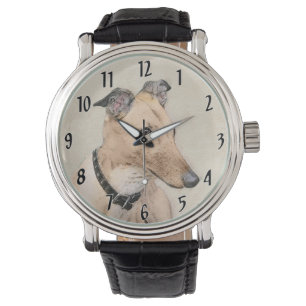 Greyhound Painting - Cute Original Dog Art Watch