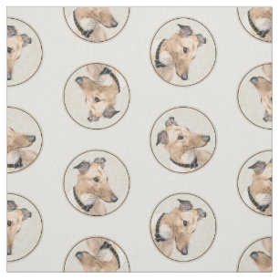 Greyhound Painting Fawn Cute Original Pet Dog Art Fabric
