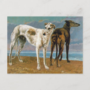 Greyhound Painting - Two Greyhounds - Vintage Art Postcard