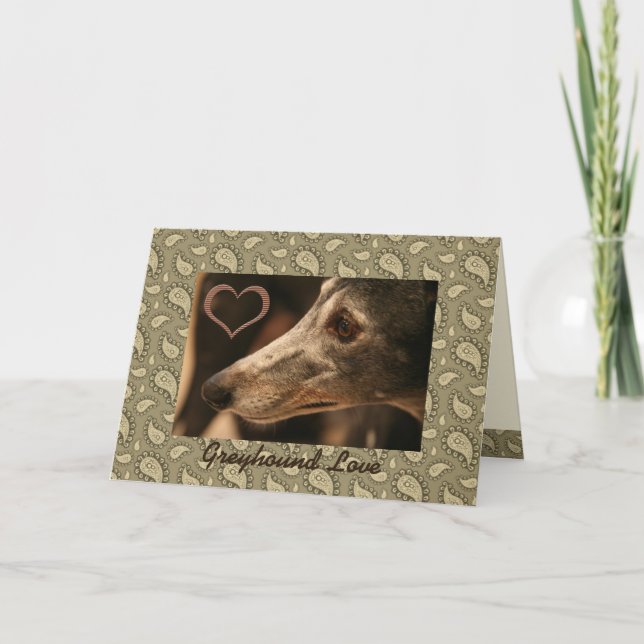 Greyhound Paisley Love Custom Personalised Card (Front)