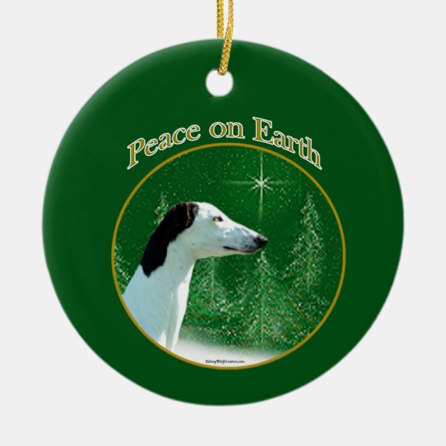 Greyhound Peace Keychain Ceramic Tree Decoration (Front)