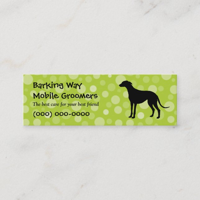 Greyhound Pet Care Lime Mini Business Card (Front)