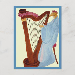 Greyhound Playing a Harp Postcard