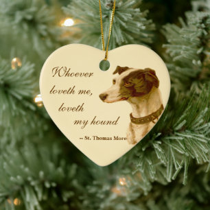 Greyhound Portrait / Famous St. Thomas More Quote Ceramic Tree Decoration