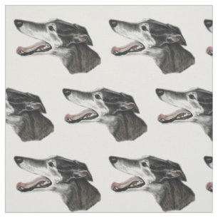 Greyhound Profile Dog Art Fabric